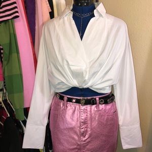 Honey Punch White Long Sleeve top blouse